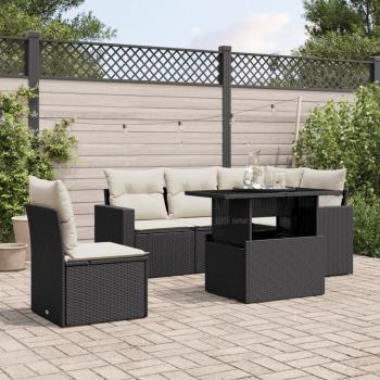 ARDEBO.de - 6-tlg. Garten-Sofagarnitur mit Kissen Schwarz Poly Rattan