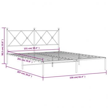 Bettgestell mit Kopfteil Metall Schwarz 150x200 cm