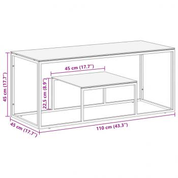 Couchtisch Silbern Edelstahl und Hartglas