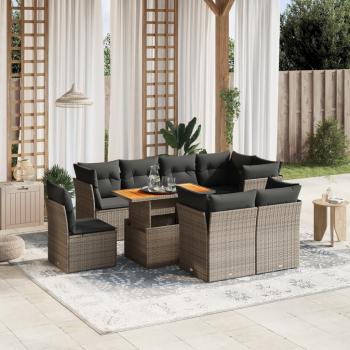 ARDEBO.de - 9-tlg. Garten-Sofagarnitur mit Kissen Grau Poly Rattan