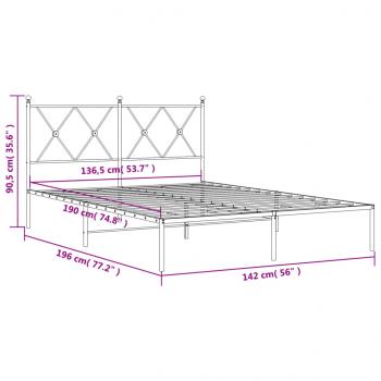 Bettgestell mit Kopfteil Metall Weiß 135x190 cm