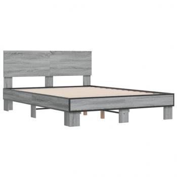 Bettgestell Grau Sonoma 140x190 cm Holzwerkstoff und Metall