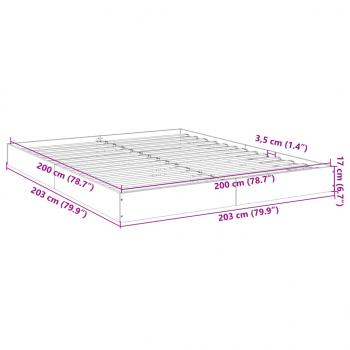 Bettgestell Grau Sonoma 200x200 cm Holzwerkstoff