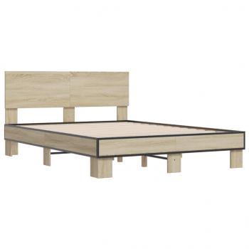 Bettgestell Sonoma-Eiche 120x200 cm Holzwerkstoff und Metall