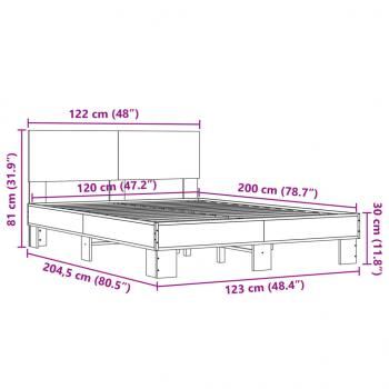 Bettgestell Sonoma-Eiche 120x200 cm Holzwerkstoff und Metall