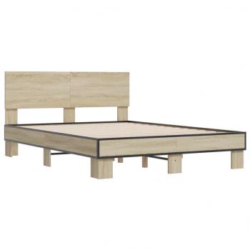 Bettgestell Sonoma-Eiche 135x190 cm Holzwerkstoff und Metall