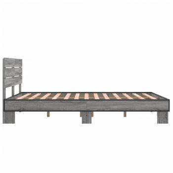 Bettgestell Grau Sonoma 140x190 cm Holzwerkstoff und Metall