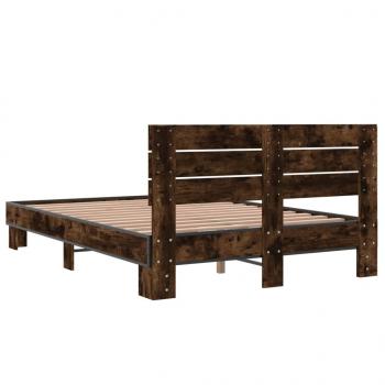 Bettgestell Räuchereiche 135x190 cm Holzwerkstoff und Metall