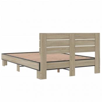 Bettgestell Sonoma-Eiche 120x190 cm Holzwerkstoff und Metall