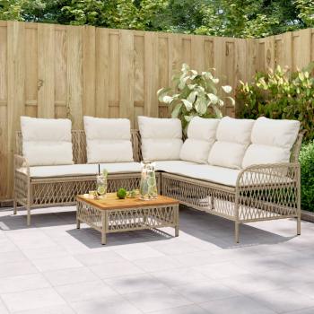 ARDEBO.de - 2-tlg. Garten-Sofagarnitur mit Kissen Beige Poly Rattan