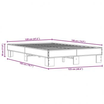 Bettgestell Schwarz 120x190 cm Holzwerkstoff und Metall