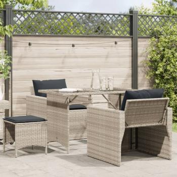 ARDEBO.de - 4-tlg. Garten-Sofagarnitur mit Kissen Hellgrau Poly Rattan