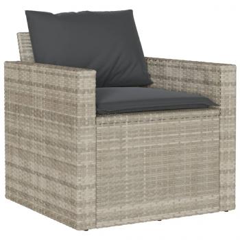 4-tlg. Garten-Sofagarnitur mit Kissen Hellgrau Poly Rattan