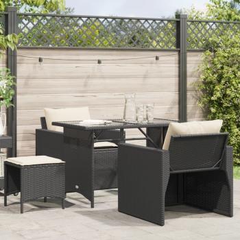 ARDEBO.de - 4-tlg. Garten-Sofagarnitur mit Kissen Schwarz Poly Rattan