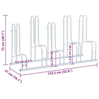 Fahrradständer für 5 Fahrräder Freistehend Verzinkter Stahl