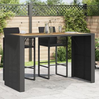 ARDEBO.de - Gartentisch mit Holzplatte Schwarz 185x80x110 cm Poly Rattan