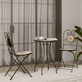 ARDEBO.de - Mosaik-Bistro-Set Terrakottarot und Weiß Eisen und Keramik