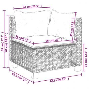 4-tlg. Garten-Sofagarnitur mit Kissen Schwarz Poly Rattan