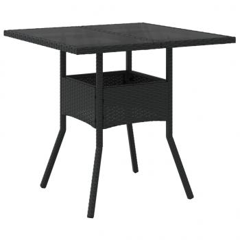 3-tlg. Garten-Essgruppe mit Kissen Schwarz Poly Rattan Glas