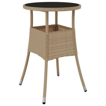 5-tlg. Garten-Essgruppe mit Kissen Beige Poly Rattan und Glas