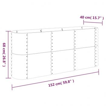 Hochbeet Pulverbeschichteter Stahl 152x40x68 cm Silbern