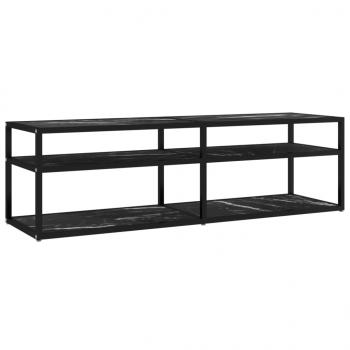 TV-Schrank Schwarz Marmor-Optik 140x40x40,5 cm Hartglas