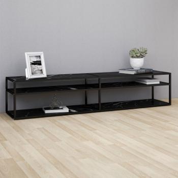 ARDEBO.de - TV-Schrank Schwarz Marmor-Optik 200x40x40,5 cm Hartglas