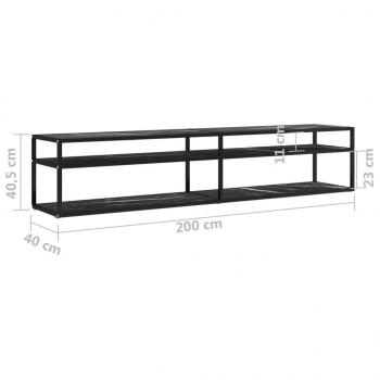 TV-Schrank Schwarz Marmor-Optik 200x40x40,5 cm Hartglas