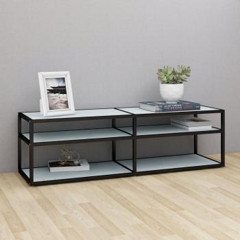 ARDEBO.de - TV-Schrank Weiß Marmor-Optik 140x40x40,5 cm Hartglas