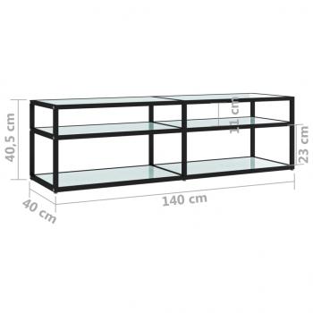 TV-Schrank Weiß Marmor-Optik 140x40x40,5 cm Hartglas