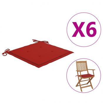 Gartenstuhl-Kissen 6 Stk. Rot 40x40x3 cm Oxford-Gewebe