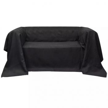 ARDEBO.de - Micro-Suede Sofaüberwurf Tagesdecke Anthrazit 270 x 350 cm