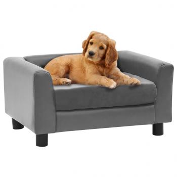 ARDEBO.de - Hundesofa Grau 60x43x30 cm Plüsch und Kunstleder   