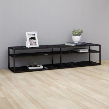 ARDEBO.de - TV-Schrank Schwarz Marmor-Optik 180x40x40,5 cm Hartglas