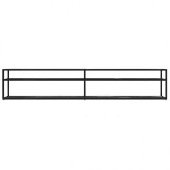 TV-Schrank Schwarz Marmor-Optik 220x40x40,5 cm Hartglas