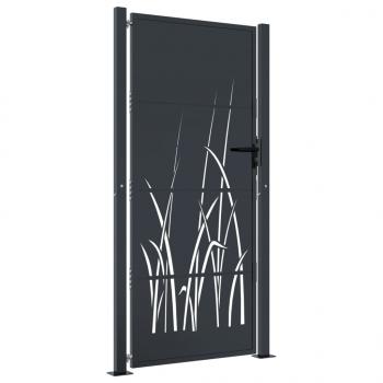 Gartentor Anthrazit 105x180 cm Stahl Gras-Design