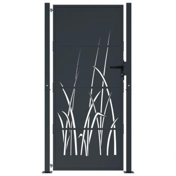 Gartentor Anthrazit 105x180 cm Stahl Gras-Design