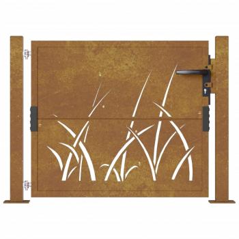 Gartentor 105x80 cm Cortenstahl Gras-Design