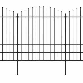 Gartenzaun mit Speerspitzen Stahl (1,75 - 2) x 15,3 m Schwarz