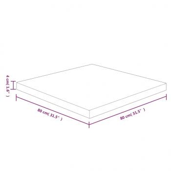 Tischplatte Quadratisch 80x80x4 cm Eichenholz Unbehandelt