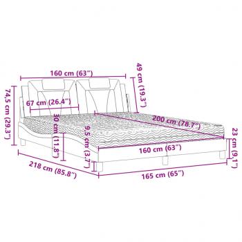 Bett mit Matratze Grau 160x200 cm Kunstleder