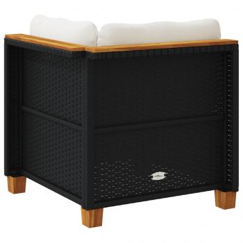 Garten-Ecksofa mit Kissen Schwarz Poly Rattan