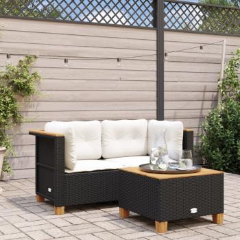 ARDEBO.de - Garten-Ecksofas mit Kissen 2 Stk. Schwarz Poly Rattan