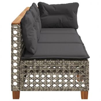 Gartensofa mit Kissen 3-Sitzer Grau Poly Rattan