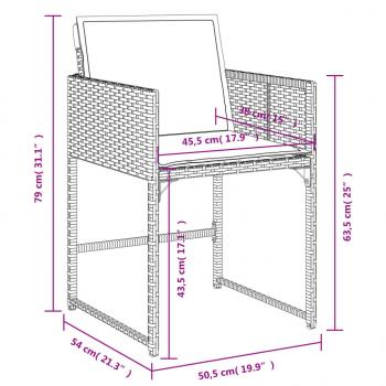 5-tlg. Garten-Essgruppe mit Kissen Beigemischung Poly Rattan