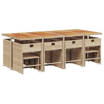 13-tlg. Garten-Essgruppe mit Kissen Beige Poly Rattan