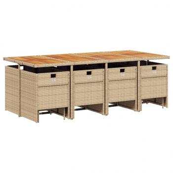 13-tlg. Garten-Essgruppe mit Kissen Beige Poly Rattan