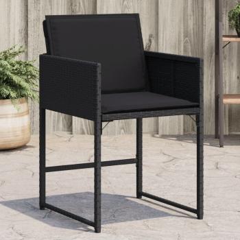 ARDEBO.de - Gartenstühle mit Kissen 4 Stk. Schwarz Poly Rattan