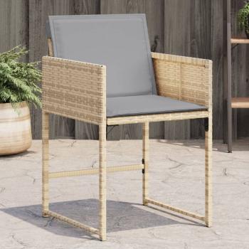 ARDEBO.de - Gartenstühle mit Kissen 4 Stk. Beigemischung Poly Rattan