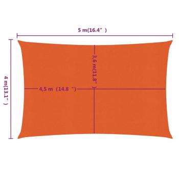 Sonnensegel 160 g/m² Rechteckig Orange 4x5 m HDPE